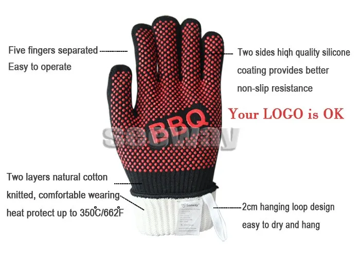 Seeway Mitt Large Heat Resistant BBQ Grill Gloves