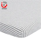 100% Cotton jersey knit mini baby crib sheet grey stripe bassinet fitted sheet