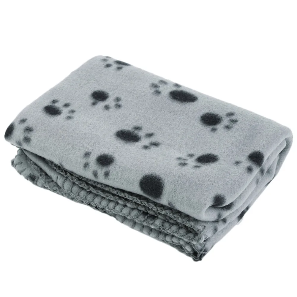 Warm Pet Puppy Dog Cat Small Medium Large Paw Print Pet Cat Dog Fleece Soft Blanket Bed Mat Cover