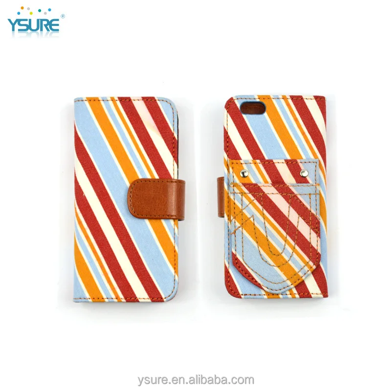 Colorful Unique Design Wallet Fabric Leather Phone Case For LG G Flex 2 with PVC ID and credit card slots