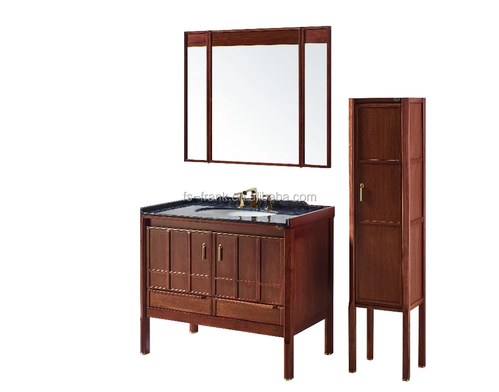 F-7221 43-pulgadas tocador de baño de madera oscura esquina del