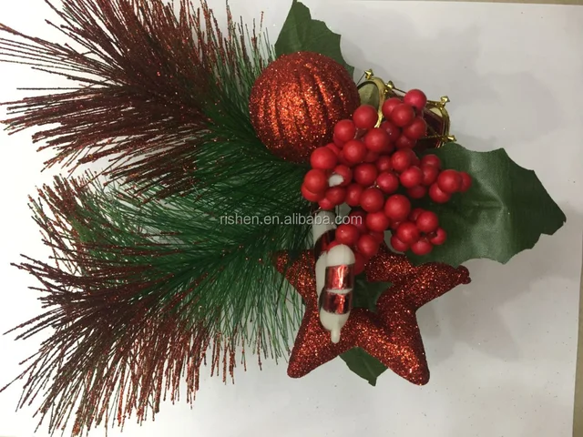wholesale christmas tree picks with pinecones apples and drums
