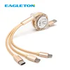 Customized logo 3 IN 1 Retractable USB Data Cable type-c charger cable