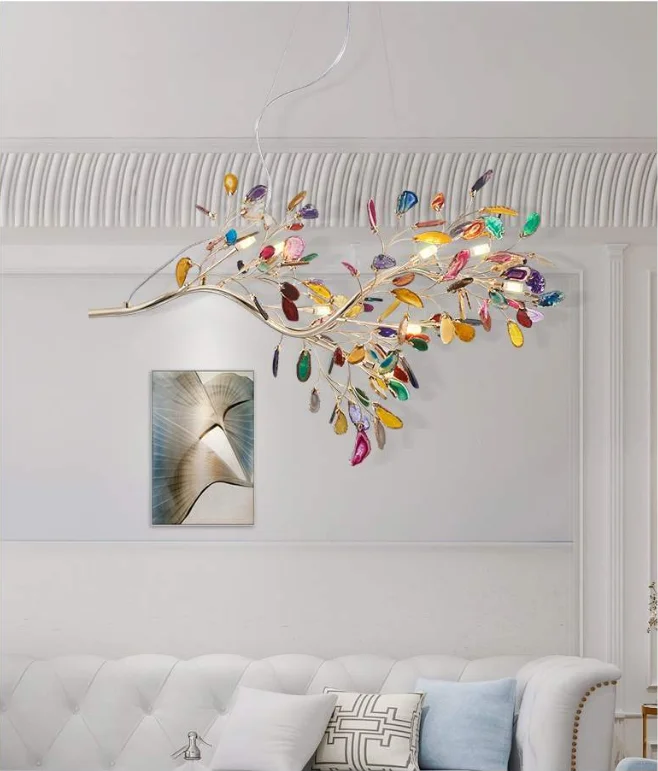 Zhongshan factory price Modern Natural Agate Living Room Hotel iron lighting Chandeliers