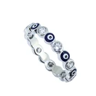 Fashion hot sale enamel Evil eye ring 925 Sterling silver women jewelry with CZ CAR3029
