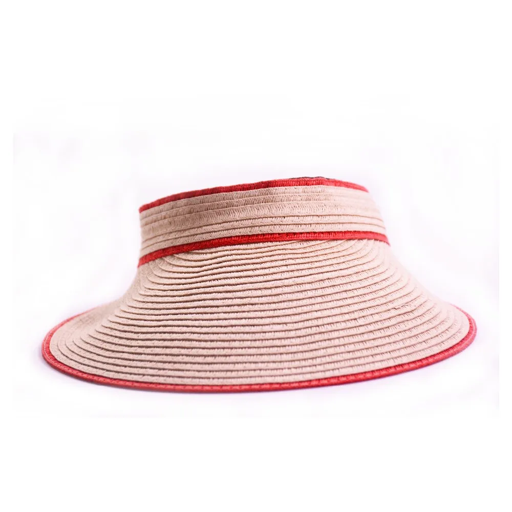 100% paper straw hat cap sun visor hat with decorative hat band