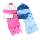 HZM-13196003 kids baby girls cable knit earflap hat loop scarf