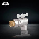 DN15 - DN25 PN25 Cw617n or HPB59-3 FxF Butterfly Handle Brass angle ball valve with Union