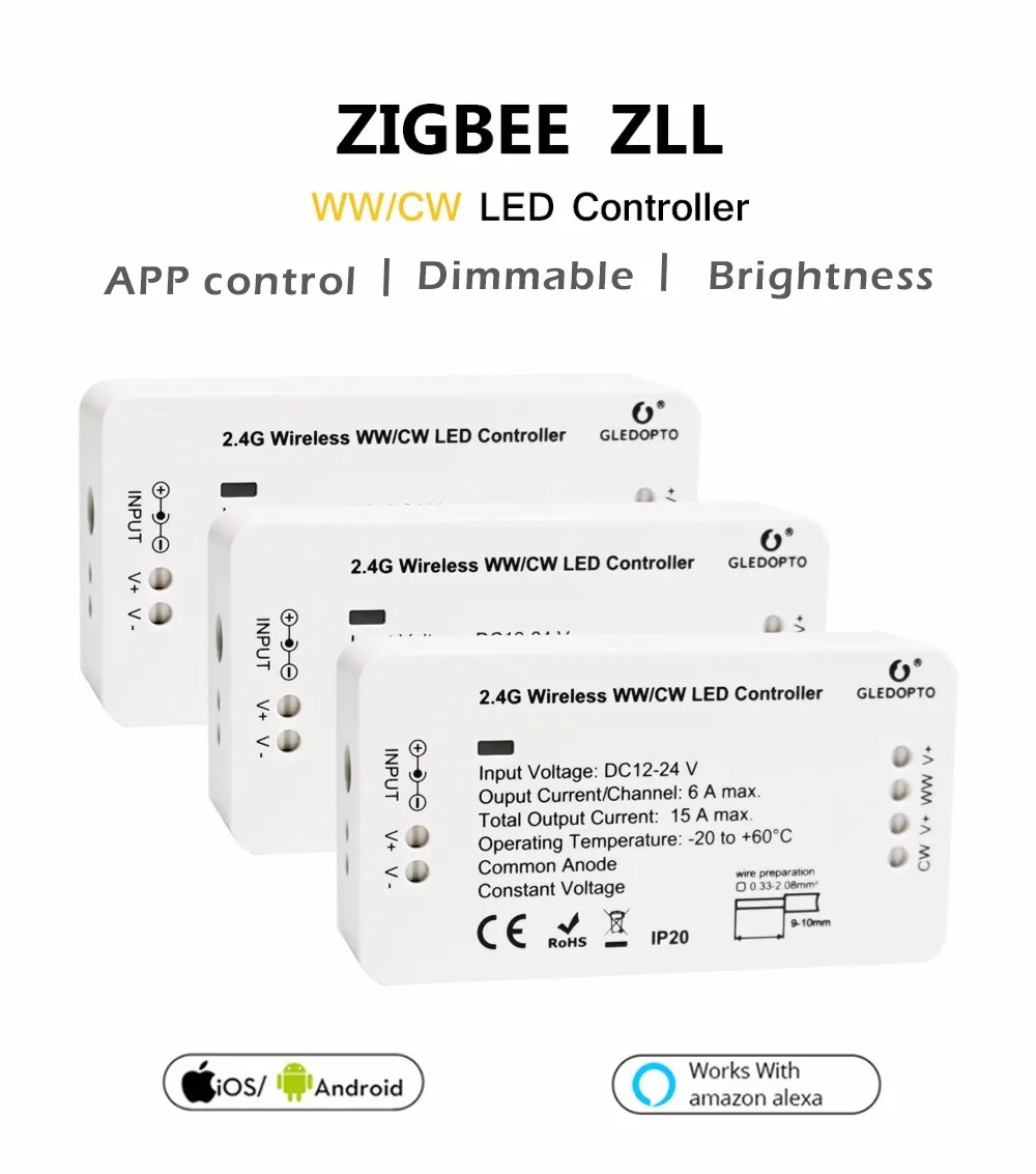 Smart Home RGB RGBW Zigbee Strip Controller Compatible with Amazon Alexa Voice Control LED Strip Light Zigbee Light Link APP Con - ANKUX.COM