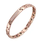 Rose Gold Cubic Zirconia Blood Pressure Health Japanese Magnetic Bracelet for Women