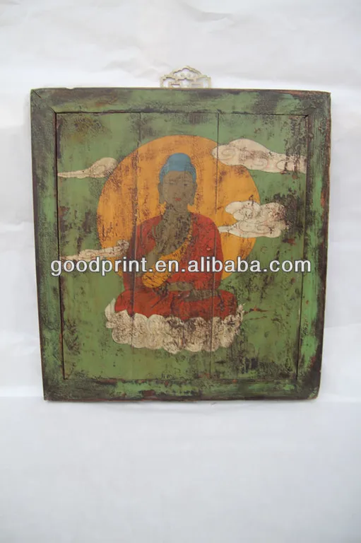 Vintage Antique Wooden Hand Painting Buddha Home Decorative Ornament 1.jpg