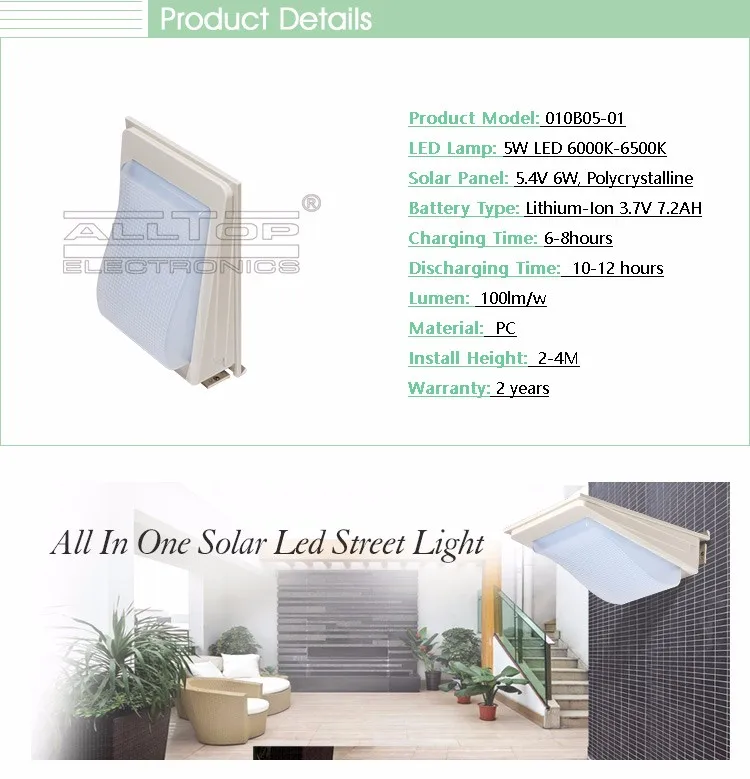 5w custom designs industrial outdoor solar led wall light