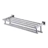 24-Inch Modern Square Style Bathroom Bath Towel Rack with Double Towel Bar Wall Mount Shelf Rustproof Stainless Steel Brushed Fi