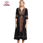 Bohemian style women clothes long sleeve embroidered tassel women maxi dress