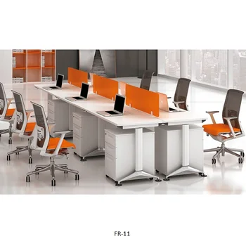 Office Modern Cubicle Cabin Modular Furniture Rectangular 6 Seat Luxury Elegant Executive White Workstation Computer Table Desk View Office Table