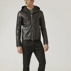 P18E009BW up to date fashion hot sale custom hooded real leather jacket for man all seansons