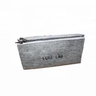Custom logo silk screen printing large makeup pouch felt cosmetic bag with zipper