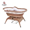 2019 new design hand-made delicate rattan intelligent voice-activated swing electric automatic swing baby crib