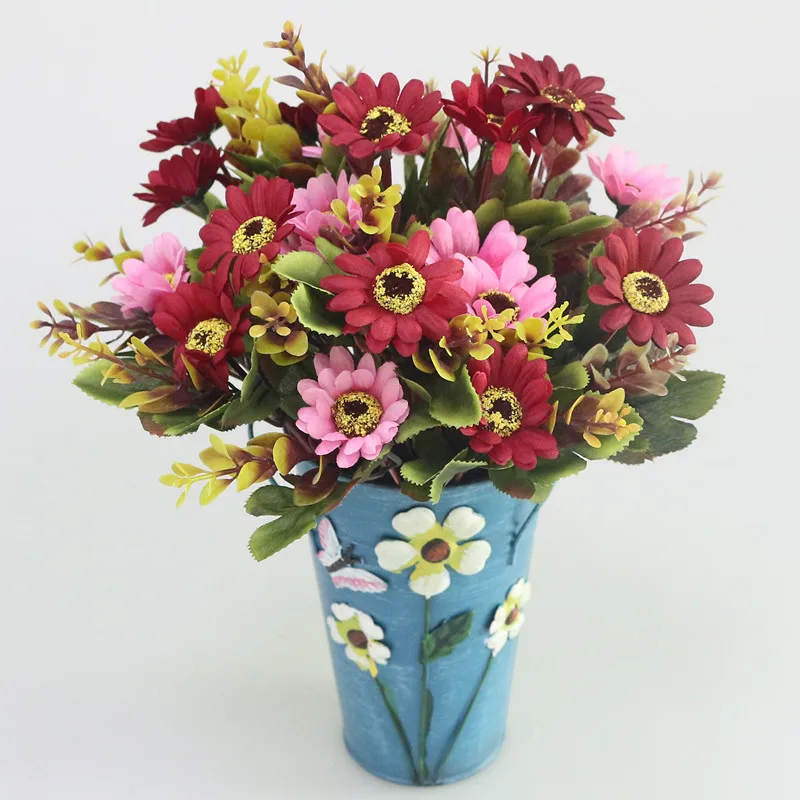 Flone Lovely Mini Daisy Imitation Flower European Style Oil Painting Chrysanthemum Silk Flower Wedding Home Party Decor (3)