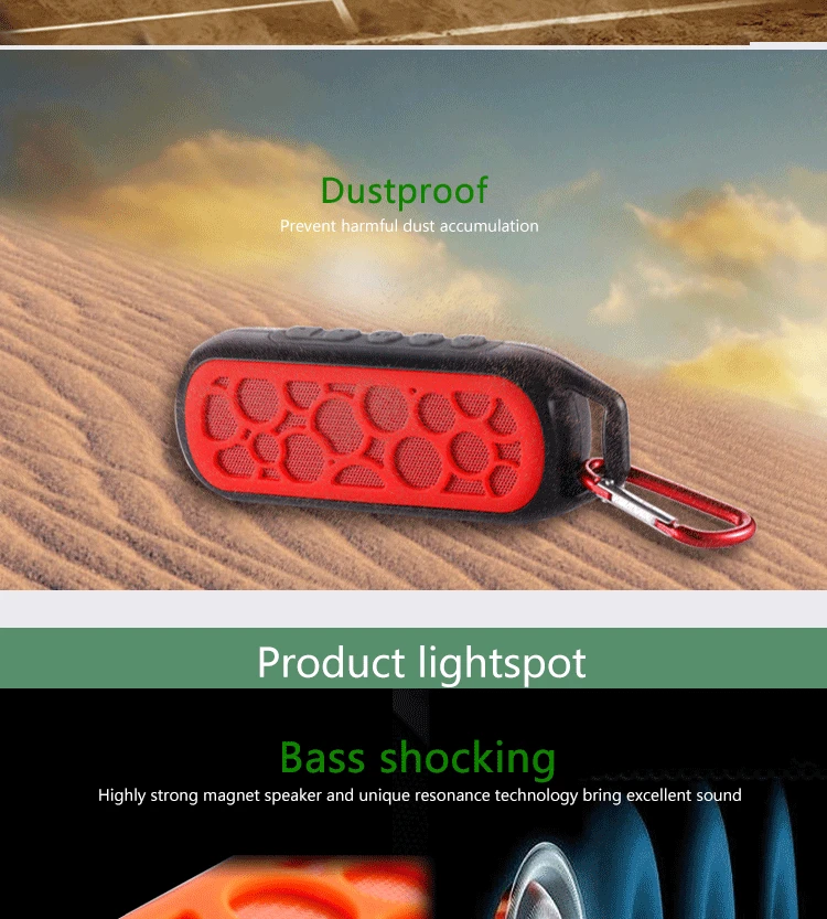 2016 Waterproof portable bluetooth speaker bass