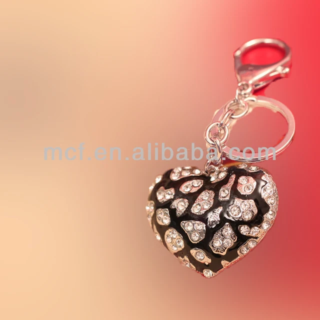 high quality metal rhinestone crystal heart shaped keychain mca