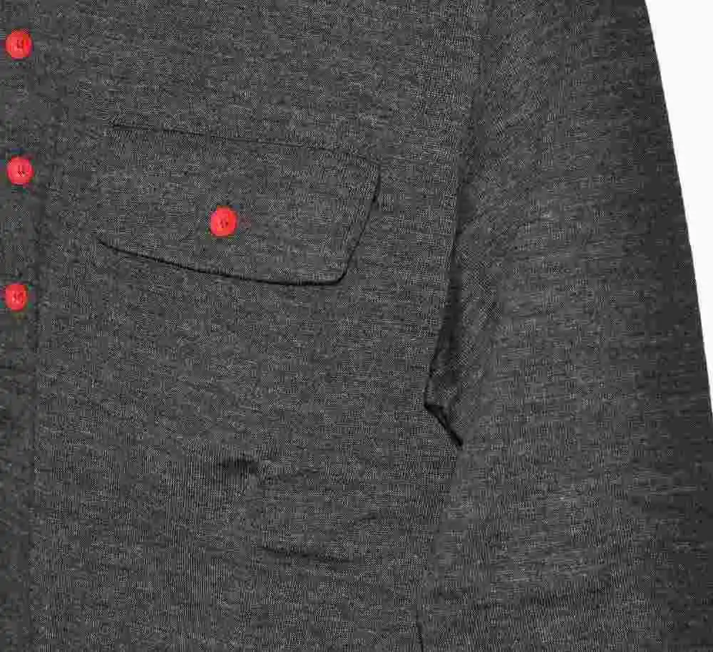 Custom Men's 100% Merino Wool Pullover Breathes Polo Shirt Tennis Top With Button Long Sleeve Spring