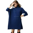 Women knit pattern turtleneck cashmere poncho sweater