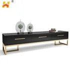 Elegant vintage style marble top showcase tv cabinet modern
