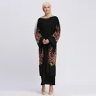 Fashion embroidered fringe belt muslim cardigan robe women comfortable long abaya cardigan robe