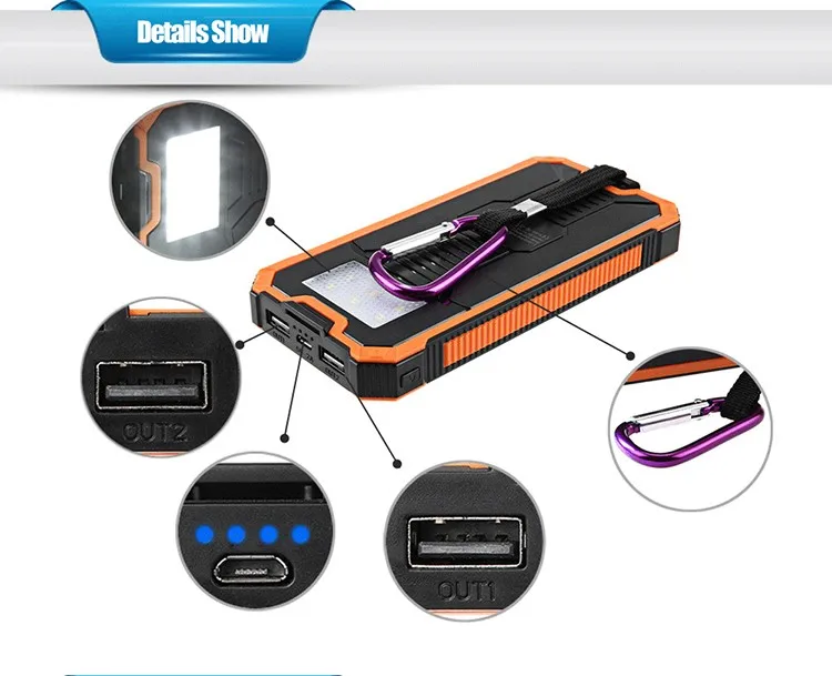 10000mah waterproof solar power bank with CE ROHS FCC certifications - ANKUX.COM