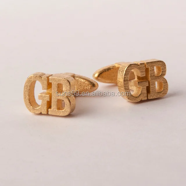steel gold colour, custom monogram cufflinks groom wedding gift