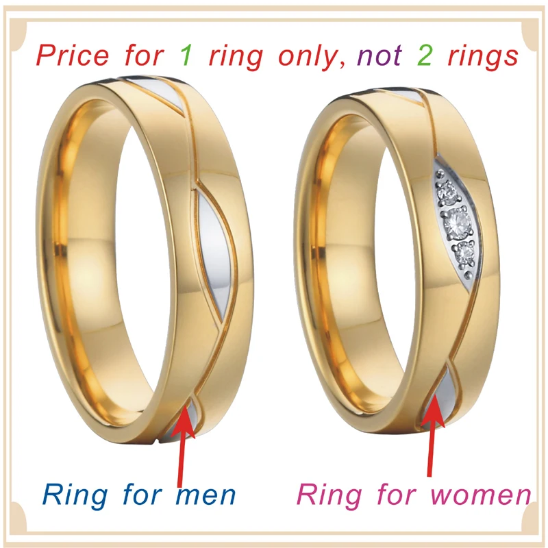 engagement wedding rings alliance high quality gold plated surgical grade stainless steel jewelry  P1403 ring for 1