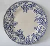 Hot sale round ceramic food server plate blue and white flower pattern ceramic plates on sale