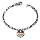 Gift Stainless Steel Jewelry High Polish Rainbow Color Enamel Gay Pride Bracelet
