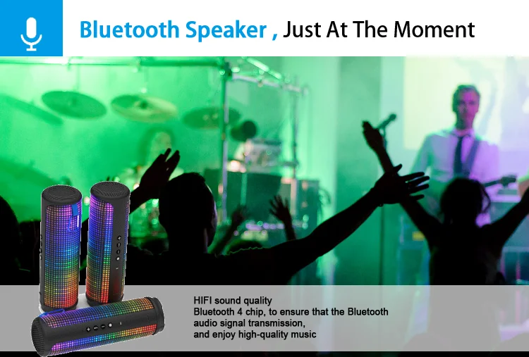 mini portable waterproof wireless bluetooth speaker with led light