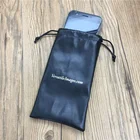 Custom Printed Soft Black PU Leather Drawstring Bag Pouch For Cellphone