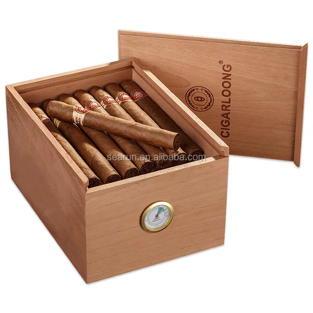 custom wooden cigar humidor storage box, cedar/okoume wood cigar