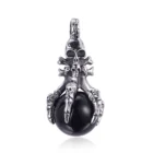 Stainless Steel Skull Paw Necklace Charm Pendant with Black Bead