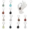 Natural Waterdrop Gemstone Beads Charka Pendant Keychain KC05367S Healing Crystal Key Chain Rings