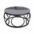 Classical Simple Cheap Glass Tea Table Design Metal Small Edge Office Sofa Round Coffee Table