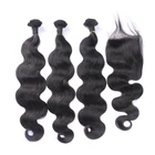 9a Mink Straight Deep Water Wave Unprocessed Extensions Remy Human Brazilian Body Hair Weave Bundles with closure