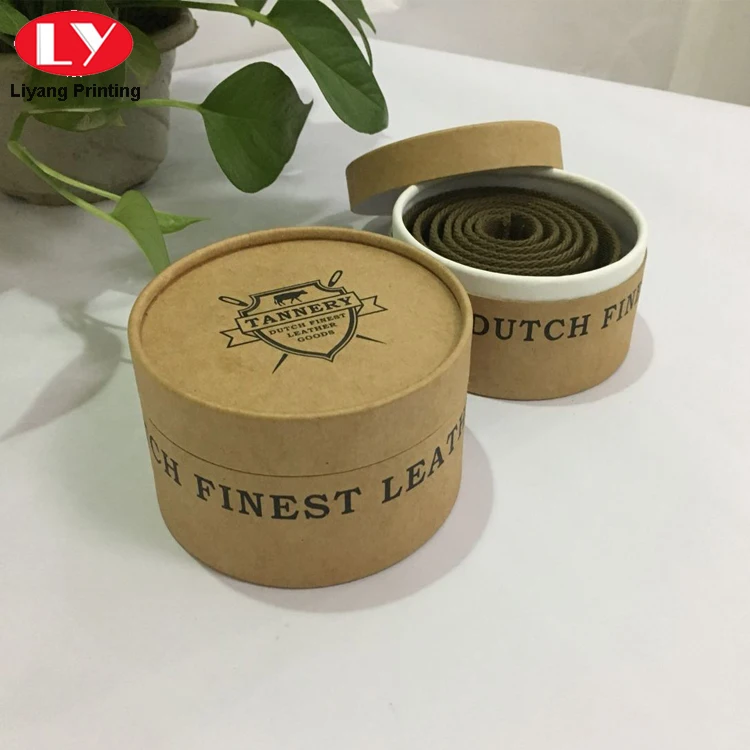 custom printed logo brown kraft paper cardboard round box for