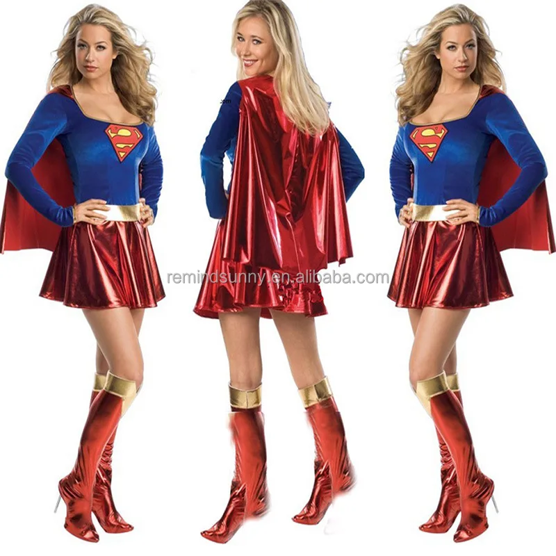 Süper kahramanlar Supergirl Pullu Kadın Parti Yetişkin Cosplay Kostüm