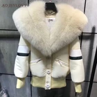 Ladies casual wear fox fur collar cotton-padded jacket