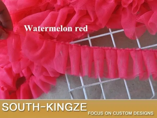 Double layer mesh Ruffled Ribbon Trim for skirt decoration 5 cm Wide 10 colors for choice