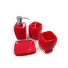 Red resin bathroom accessories set manufacturers European style made in China
