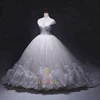 Royal Ball Gown V-Neck Sweet Floor-Length Embroidery Ruffles Wedding Dresses Bridal Gown