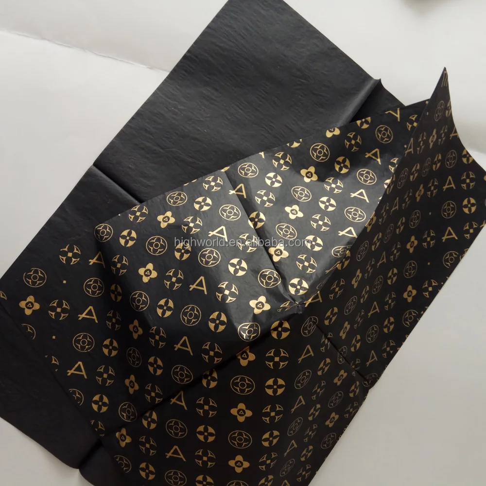 custom printing logo black gift wrapping silk tissue paper