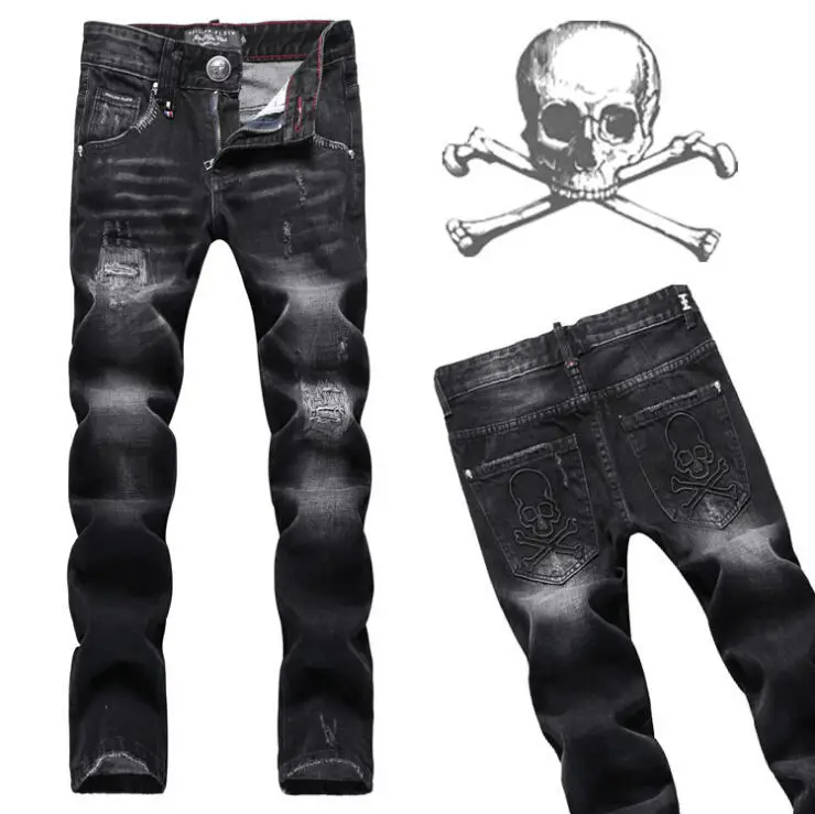 mens black ripped designer jeans