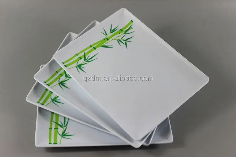 melamine sweet dish picnic dinnerware green bamboo printing